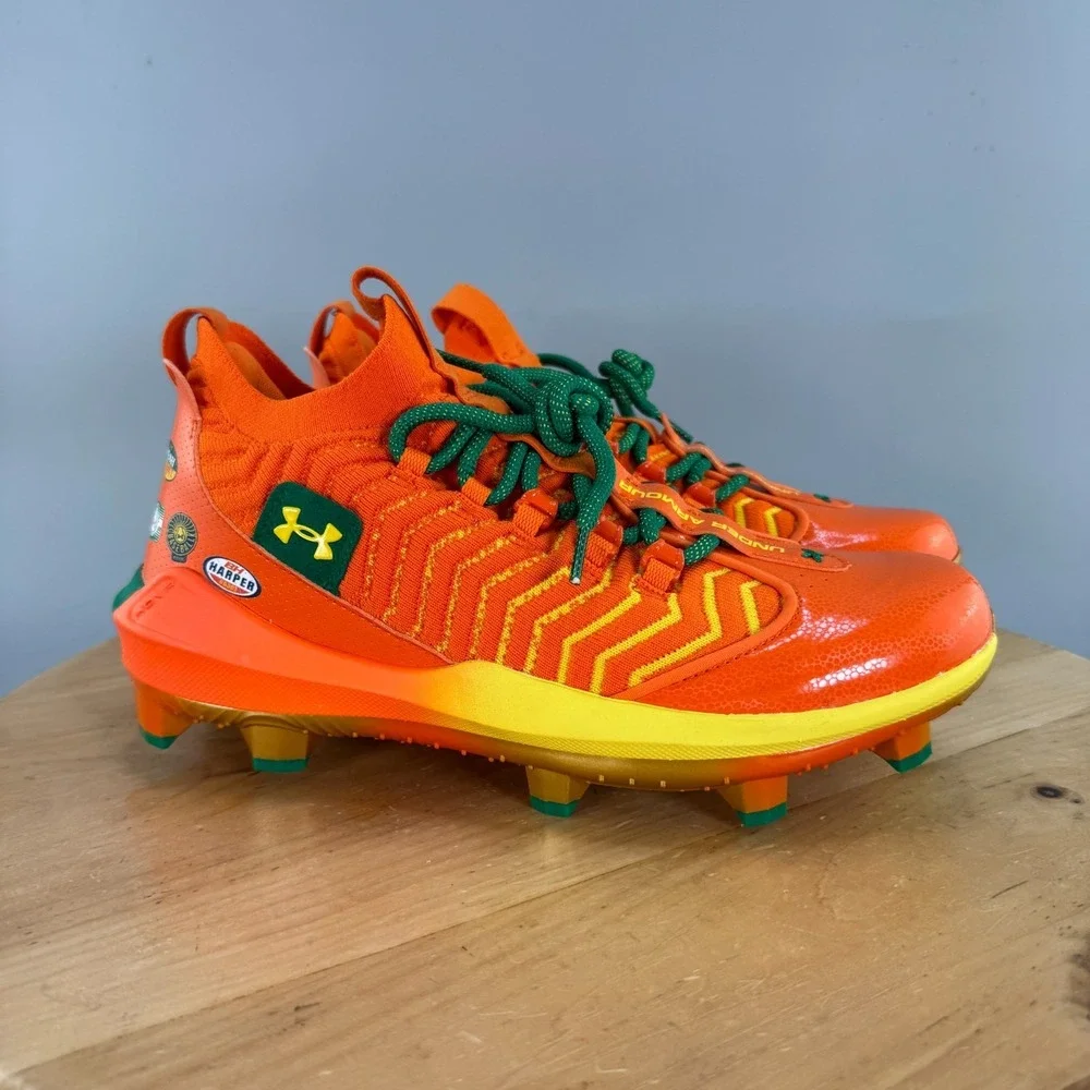 Under Armour Harper Pro TPU Mens Size 9.5 Baseball Cleats 'Juice Pack' Orange